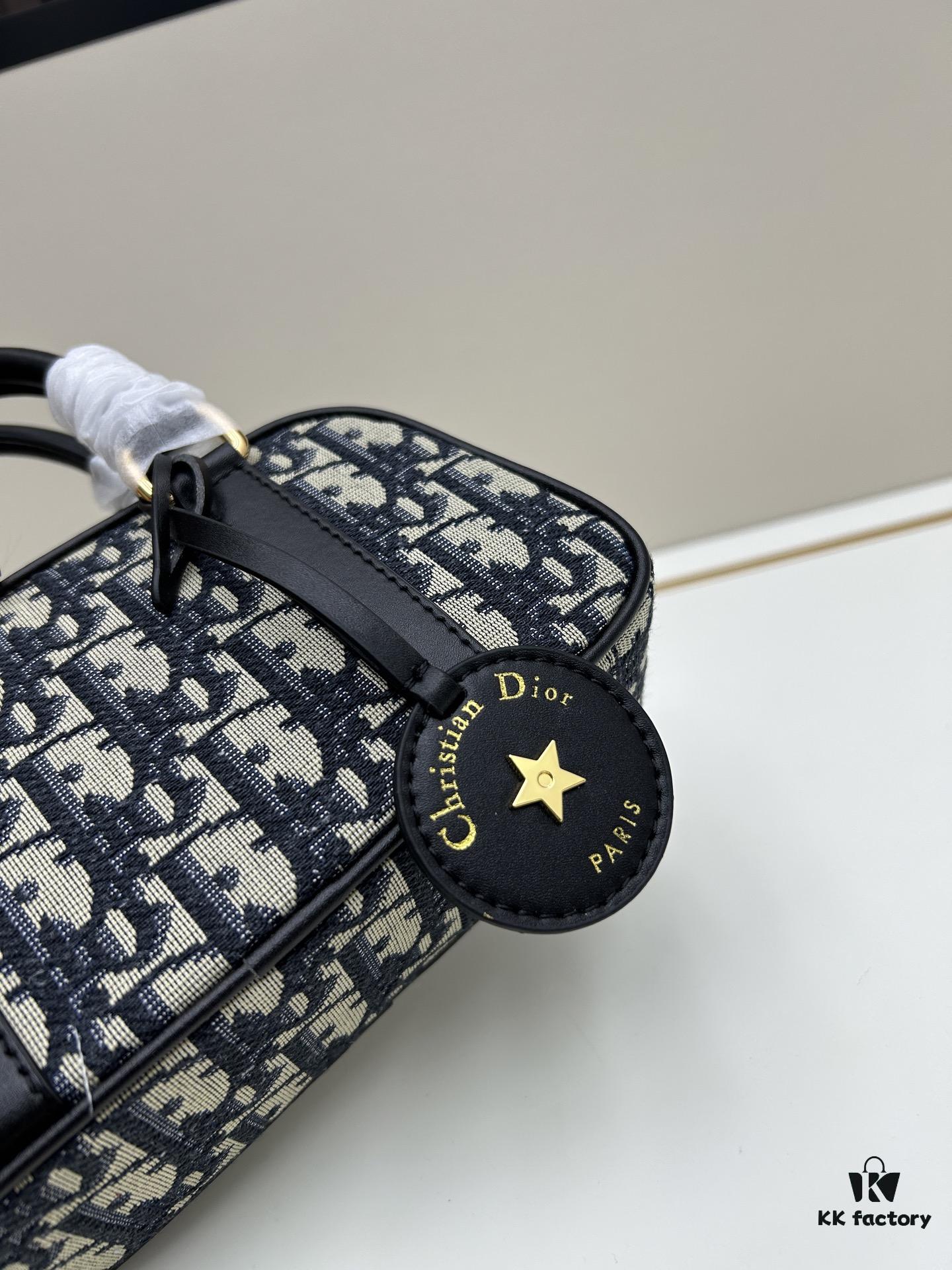 New Arrival In Stock!! Dior D-Vibe Bowling Bag Mini, Casual Sporty Style, Blue Oblique Print Fabric