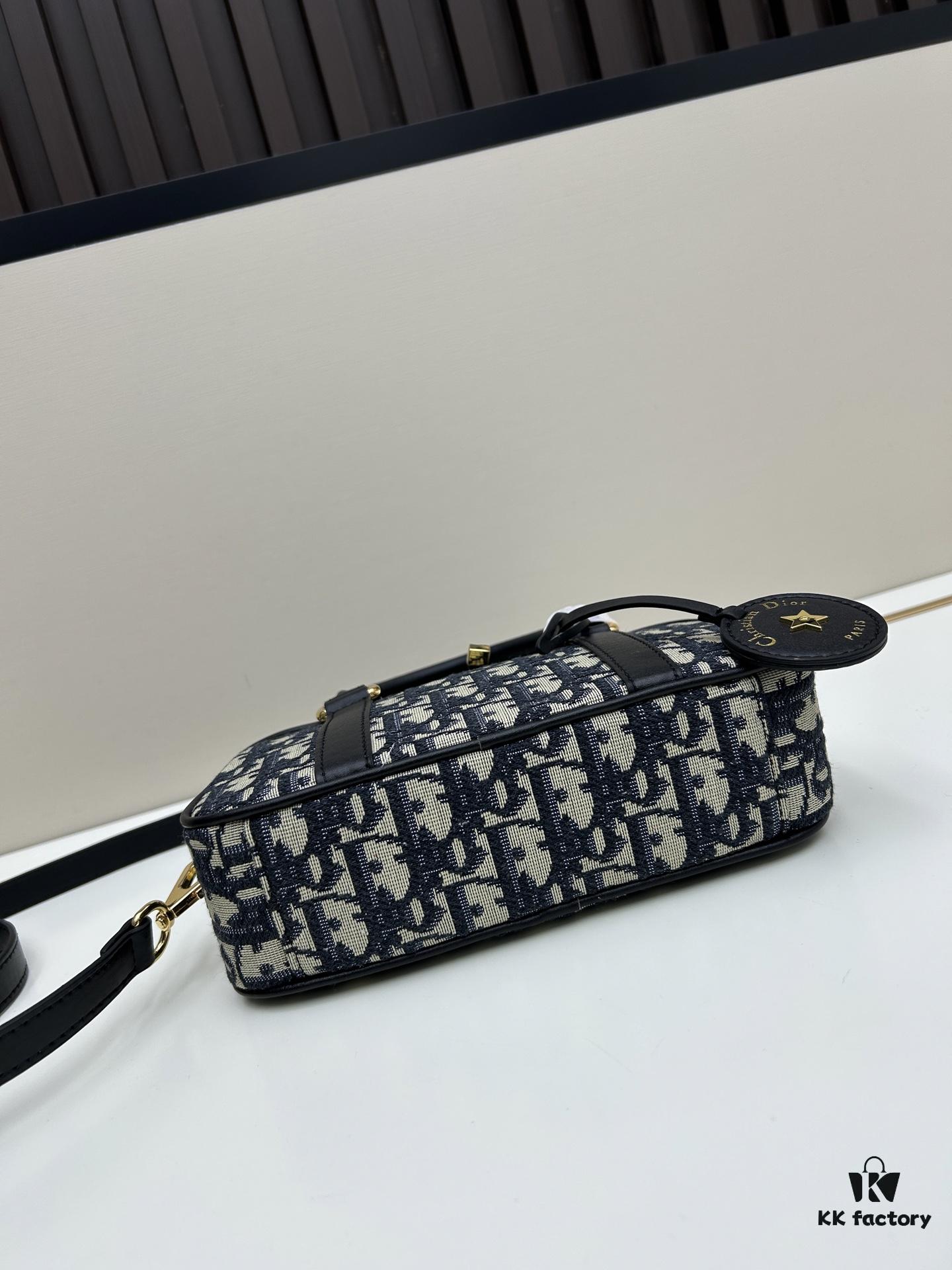 New Arrival In Stock!! Dior D-Vibe Bowling Bag Mini, Casual Sporty Style, Blue Oblique Print Fabric