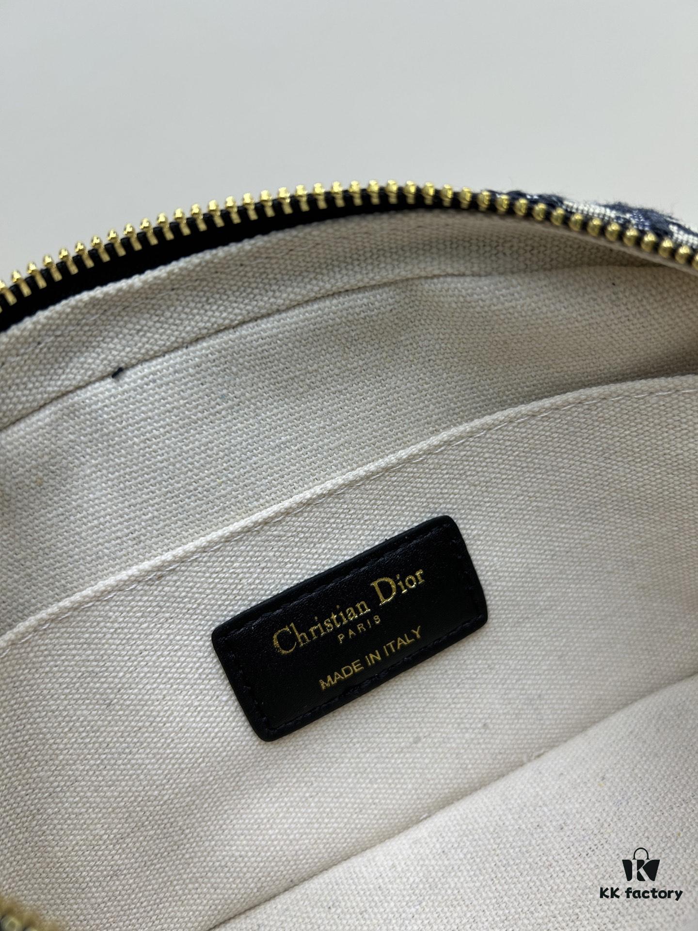 New Arrival In Stock!! Dior D-Vibe Bowling Bag Mini, Casual Sporty Style, Blue Oblique Print Fabric