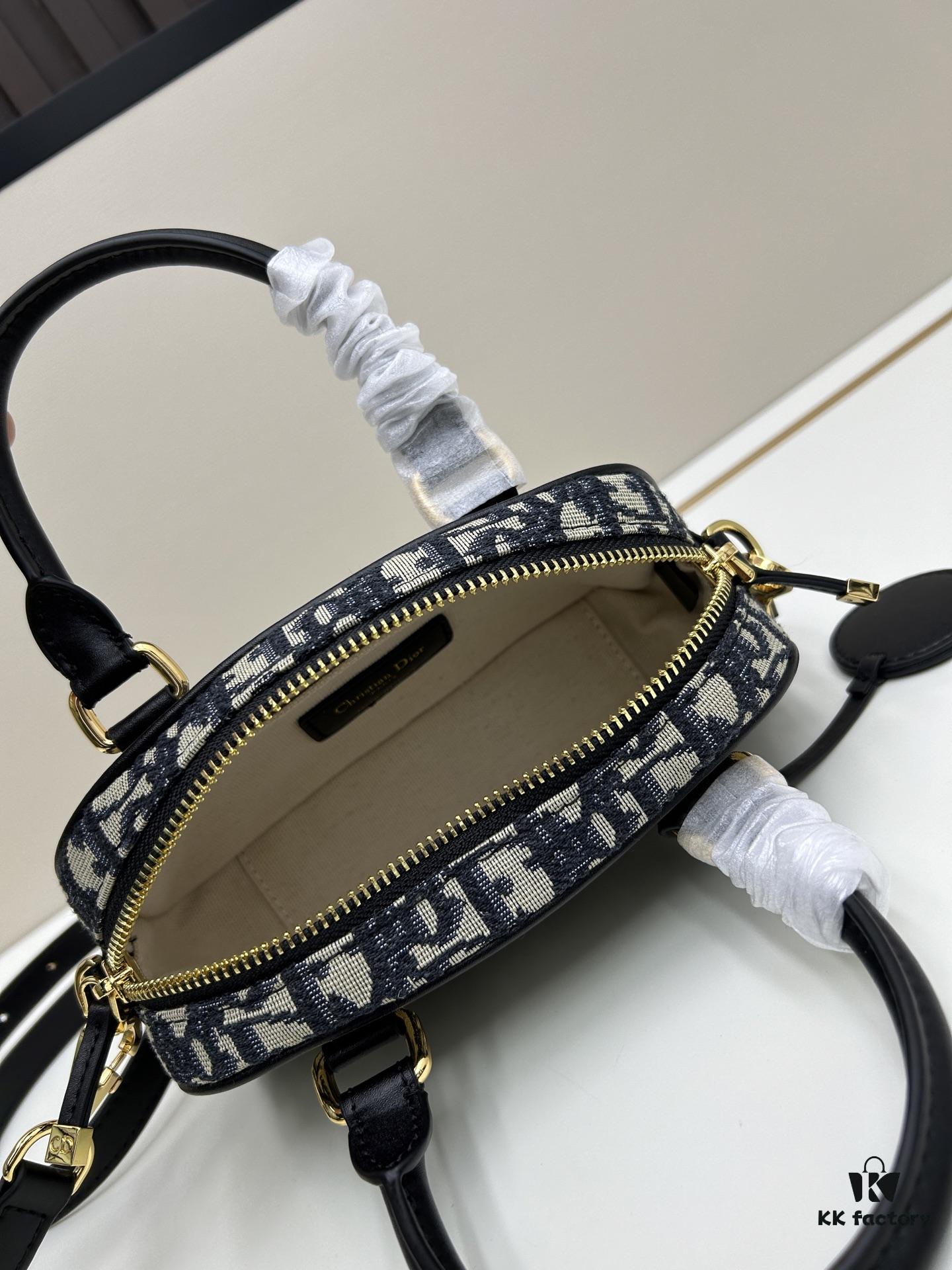 New Arrival In Stock!! Dior D-Vibe Bowling Bag Mini, Casual Sporty Style, Blue Oblique Print Fabric