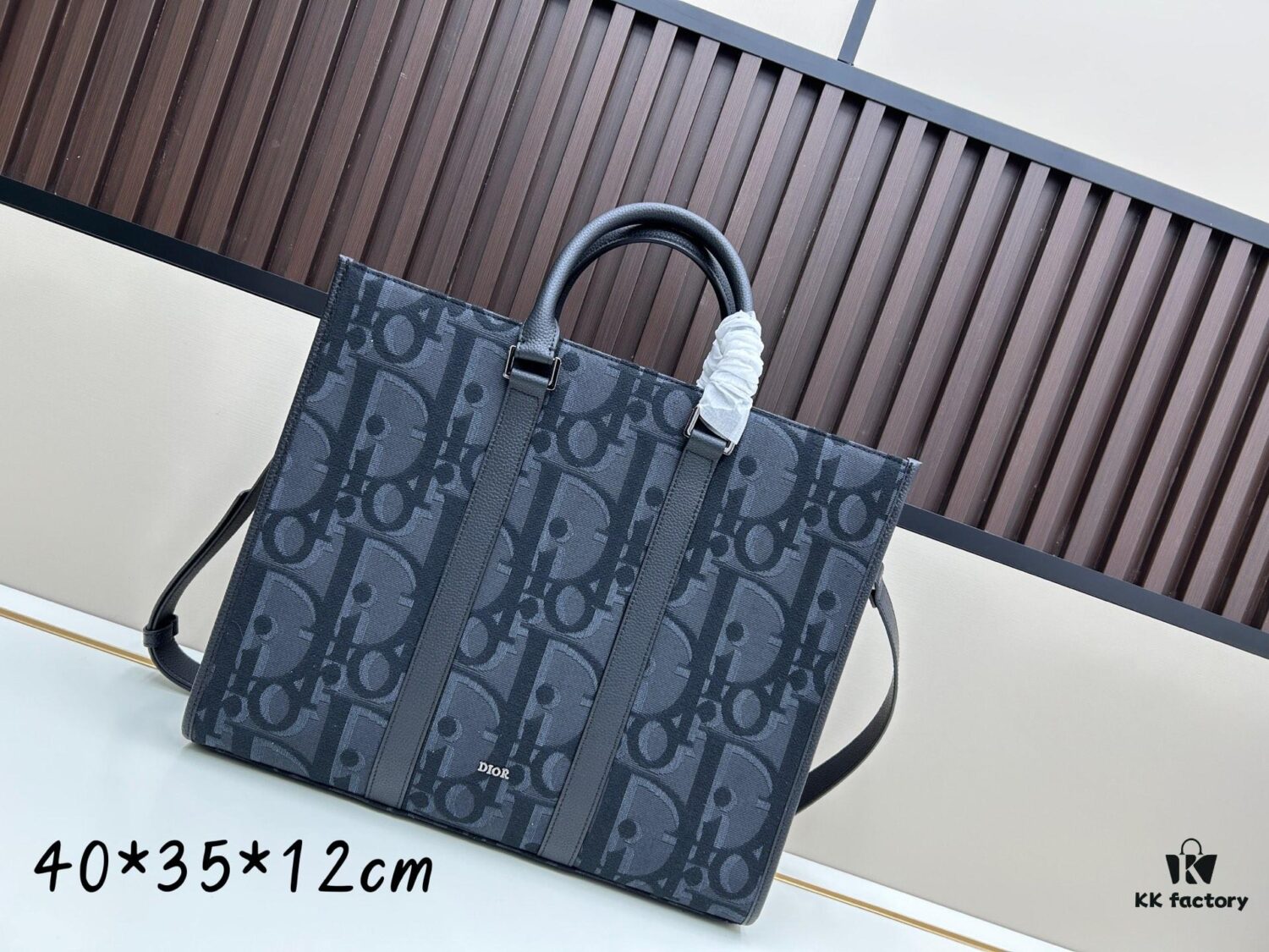 Blue Oblique Fabric East-West Tote Bag