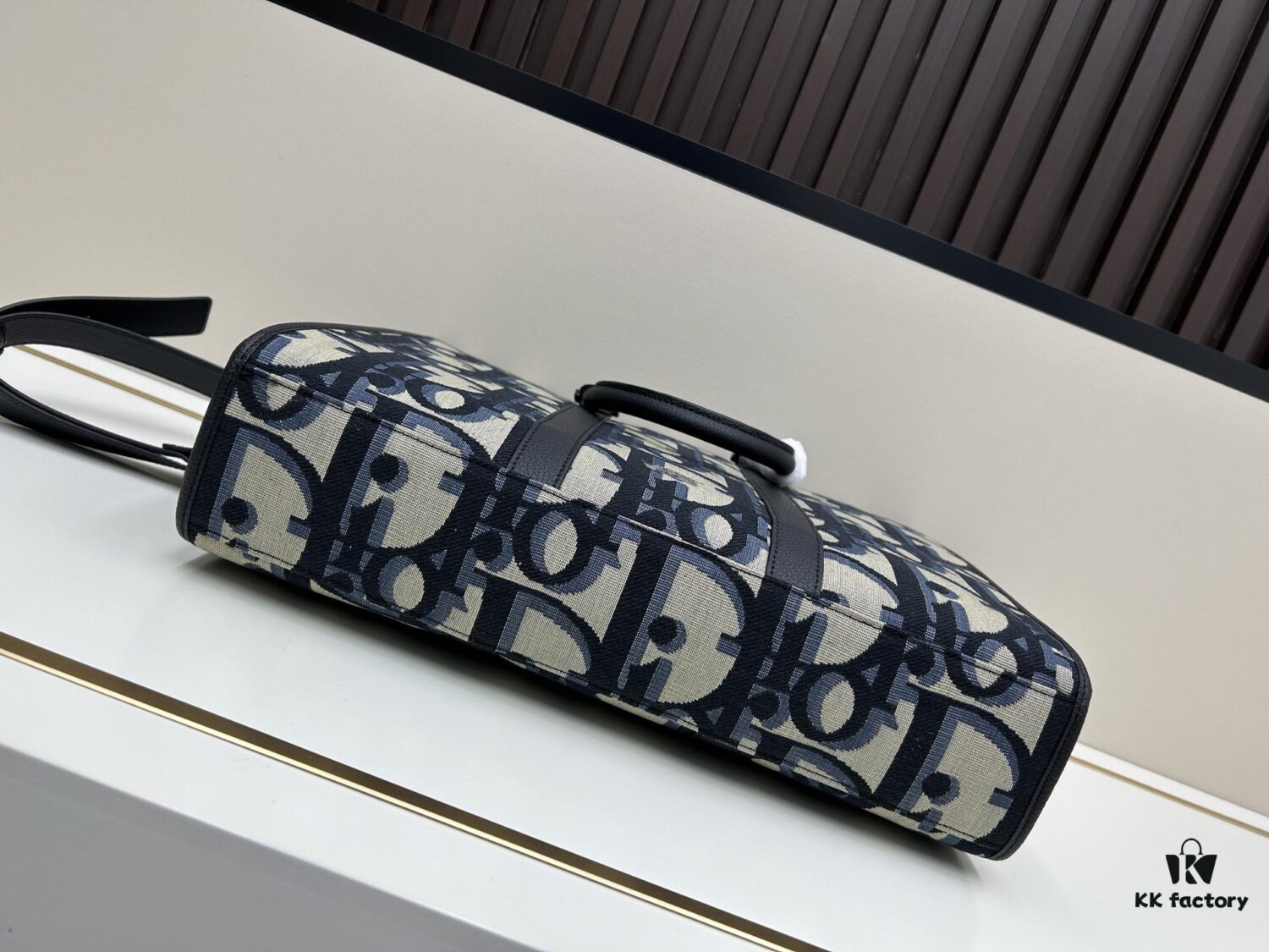 Blue Oblique Fabric East-West Tote Bag