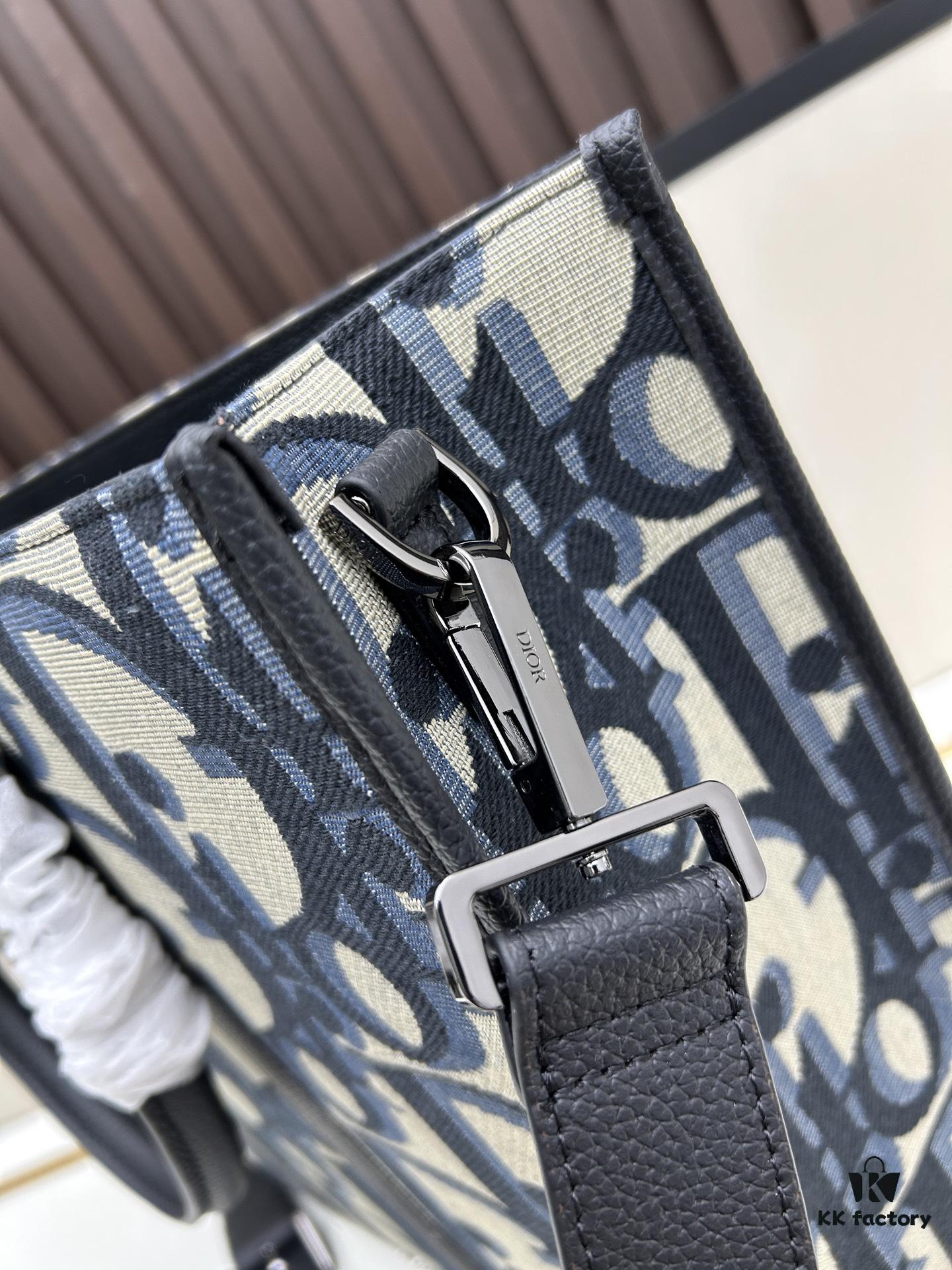 Blue Oblique Fabric East-West Tote Bag