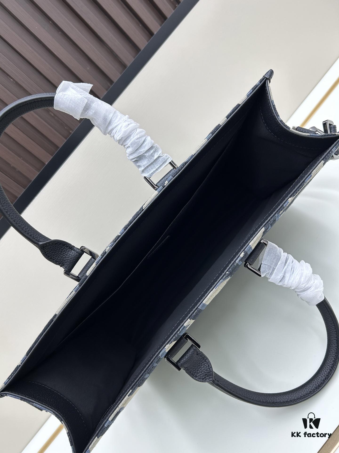 Blue Oblique Fabric East-West Tote Bag