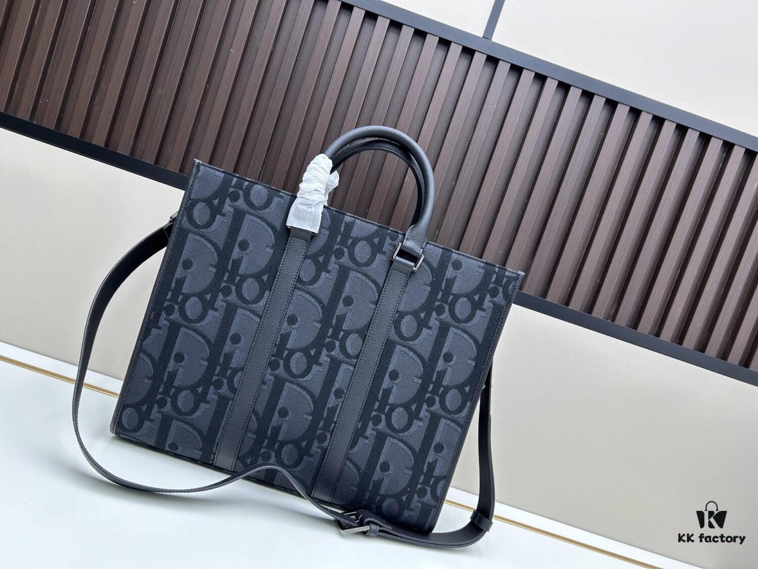 Blue Oblique Fabric East-West Tote Bag