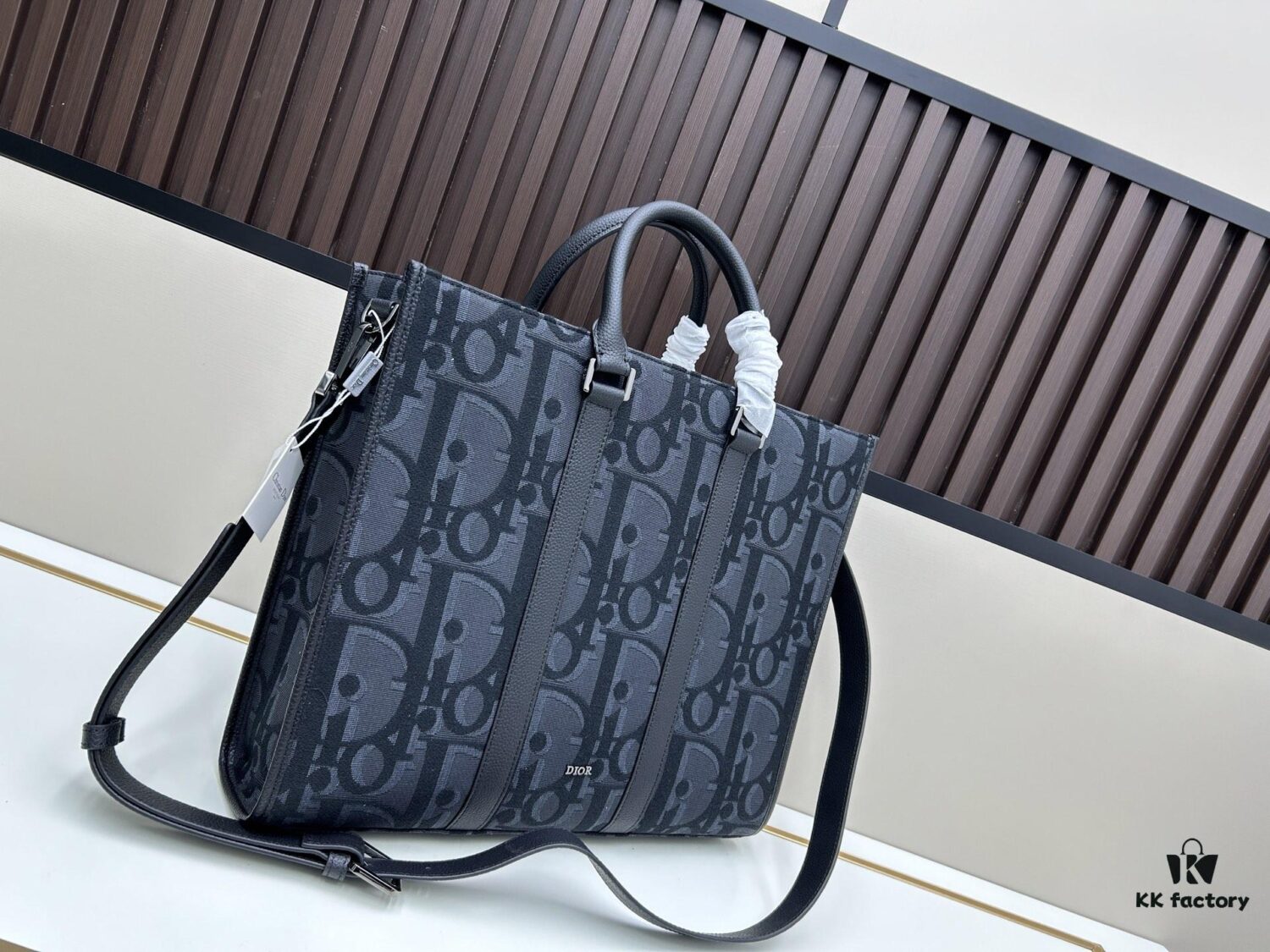 Blue Oblique Fabric East-West Tote Bag