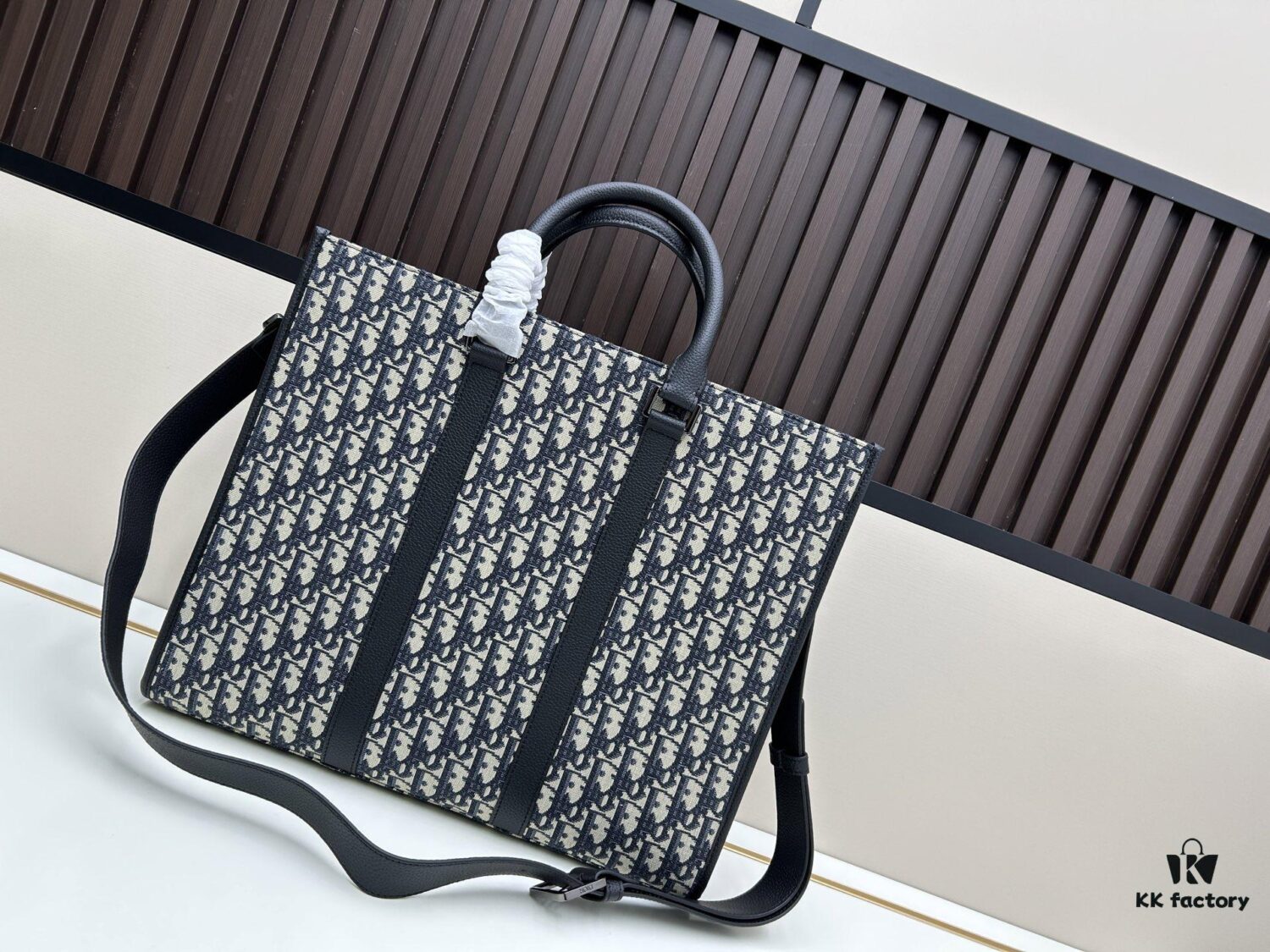 Blue Oblique Fabric East-West Tote Bag