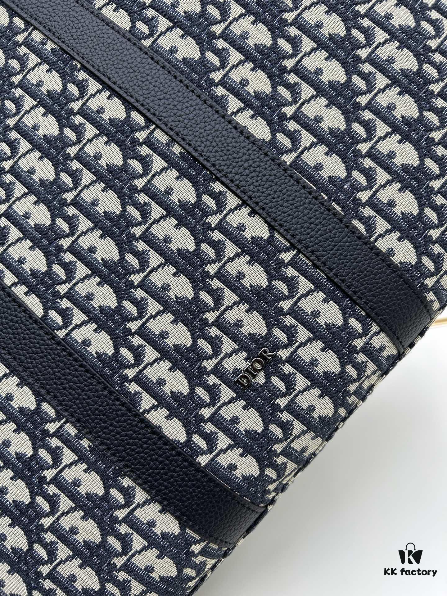 Blue Oblique Fabric East-West Tote Bag