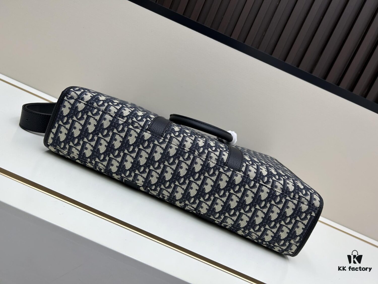 Blue Oblique Fabric East-West Tote Bag