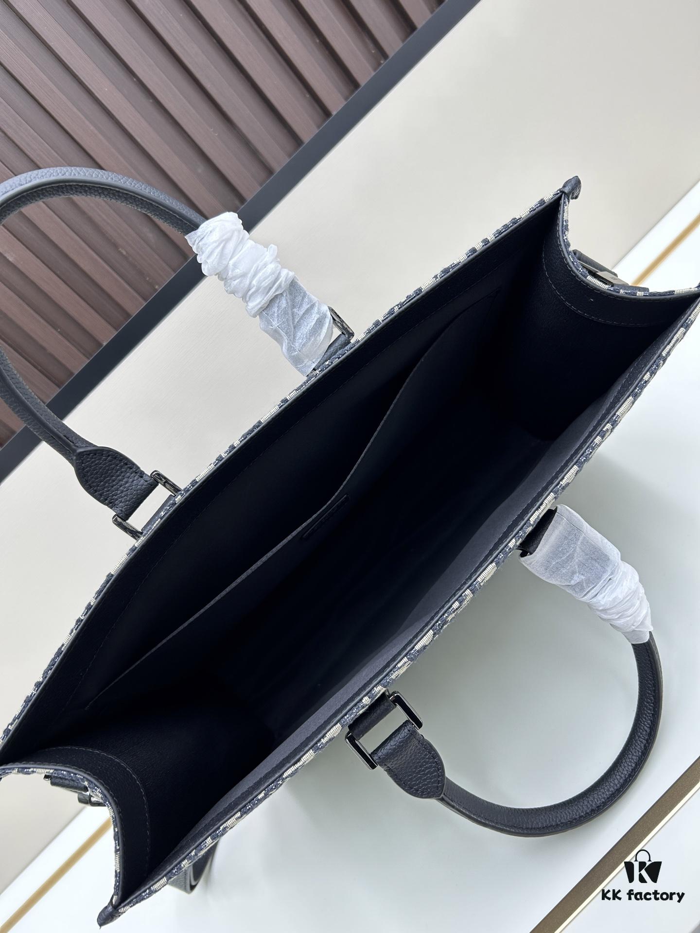 Blue Oblique Fabric East-West Tote Bag