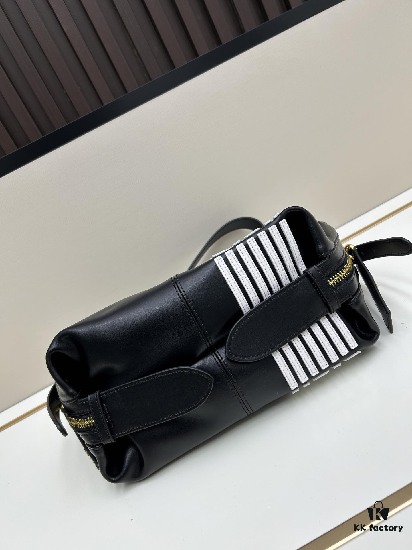 Large D-Journey Bag in Fabric with Leather Trim