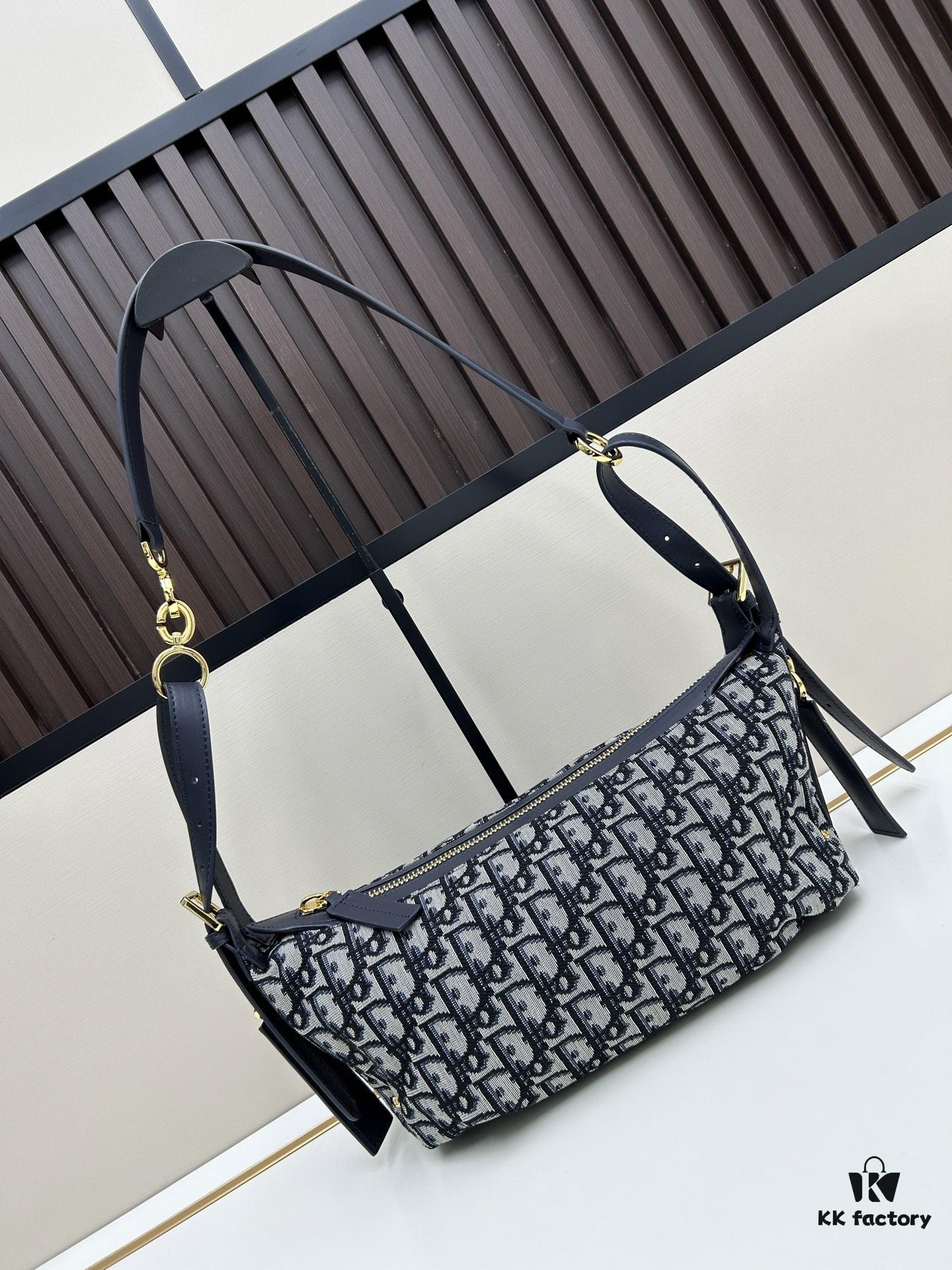 Large D-Journey Bag in Fabric with Box Calfskin Leather