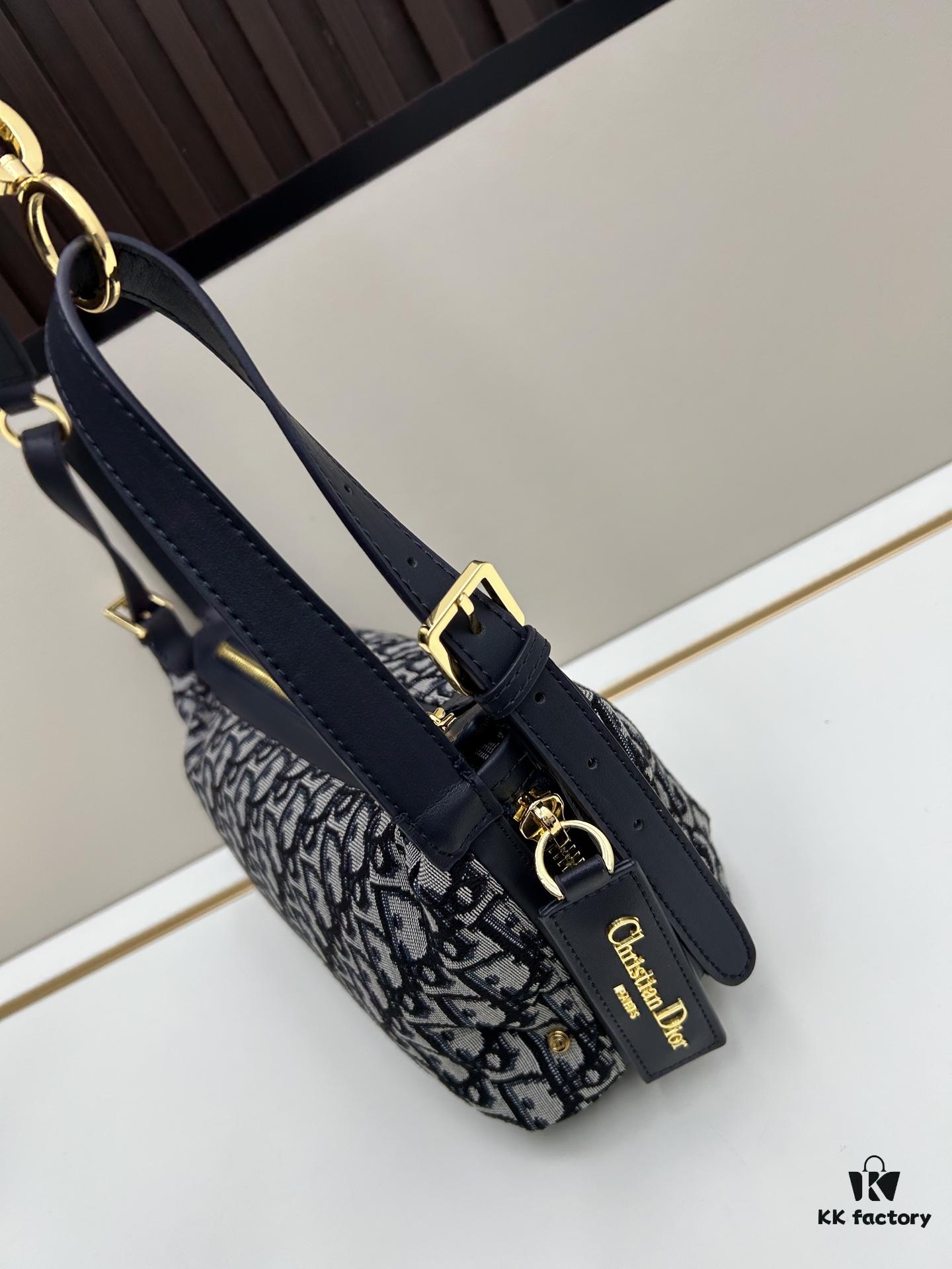 Large D-Journey Bag in Fabric with Box Calfskin Leather