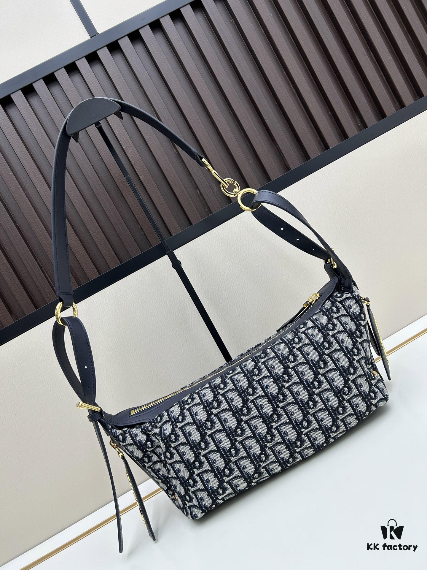 Large D-Journey Bag in Fabric with Box Calfskin Leather