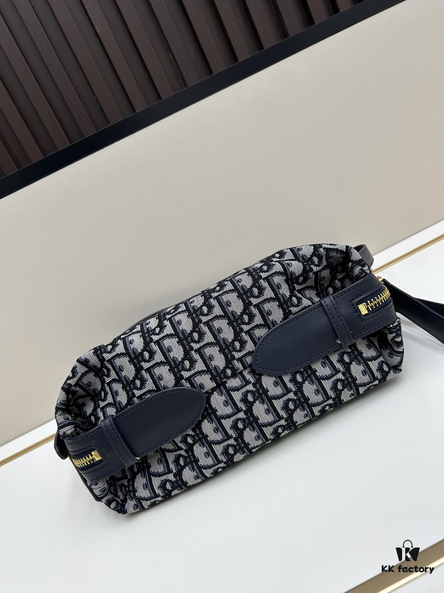 Large D-Journey Bag in Fabric with Box Calfskin Leather