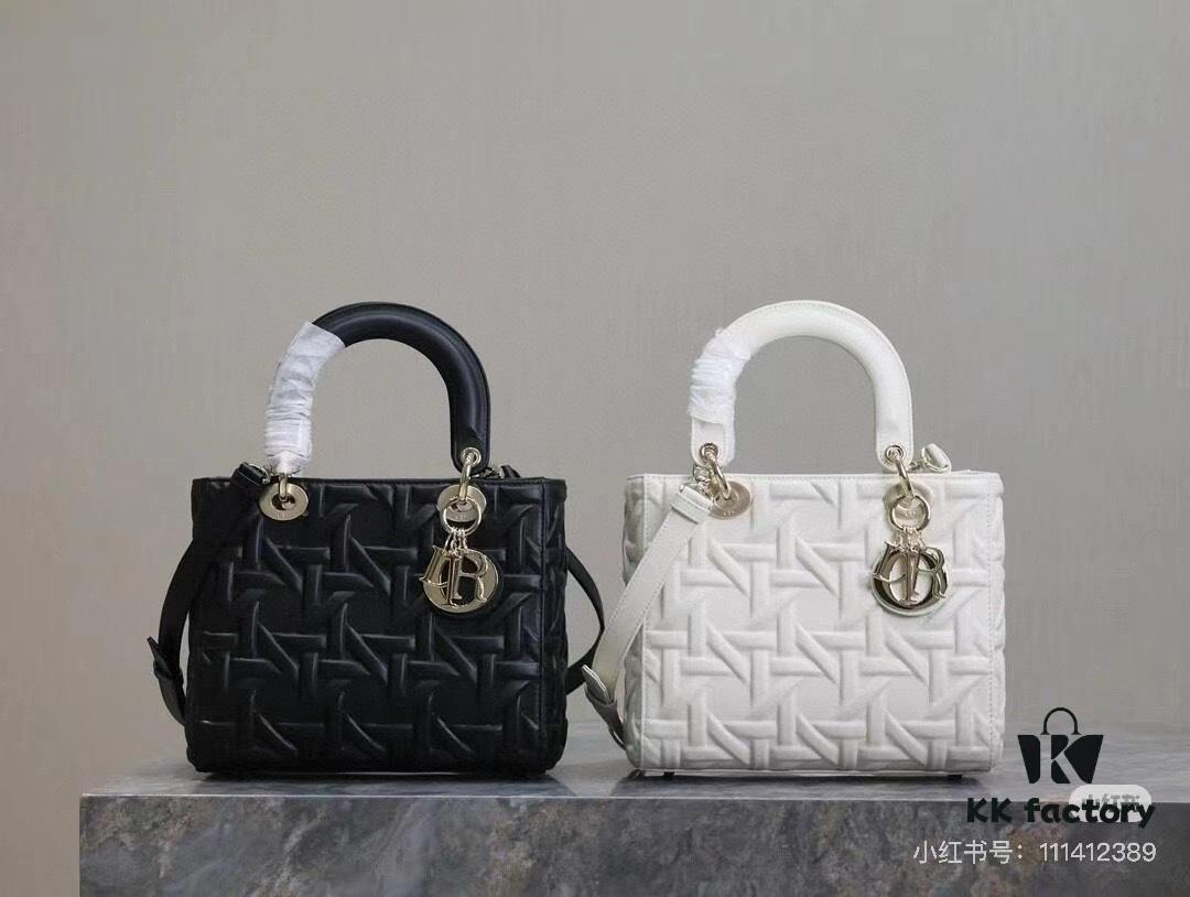 Dior Top-Grade Original Leather Five-Gusset Lady Dior Bag 'Black Embossed Diamond Quilting'