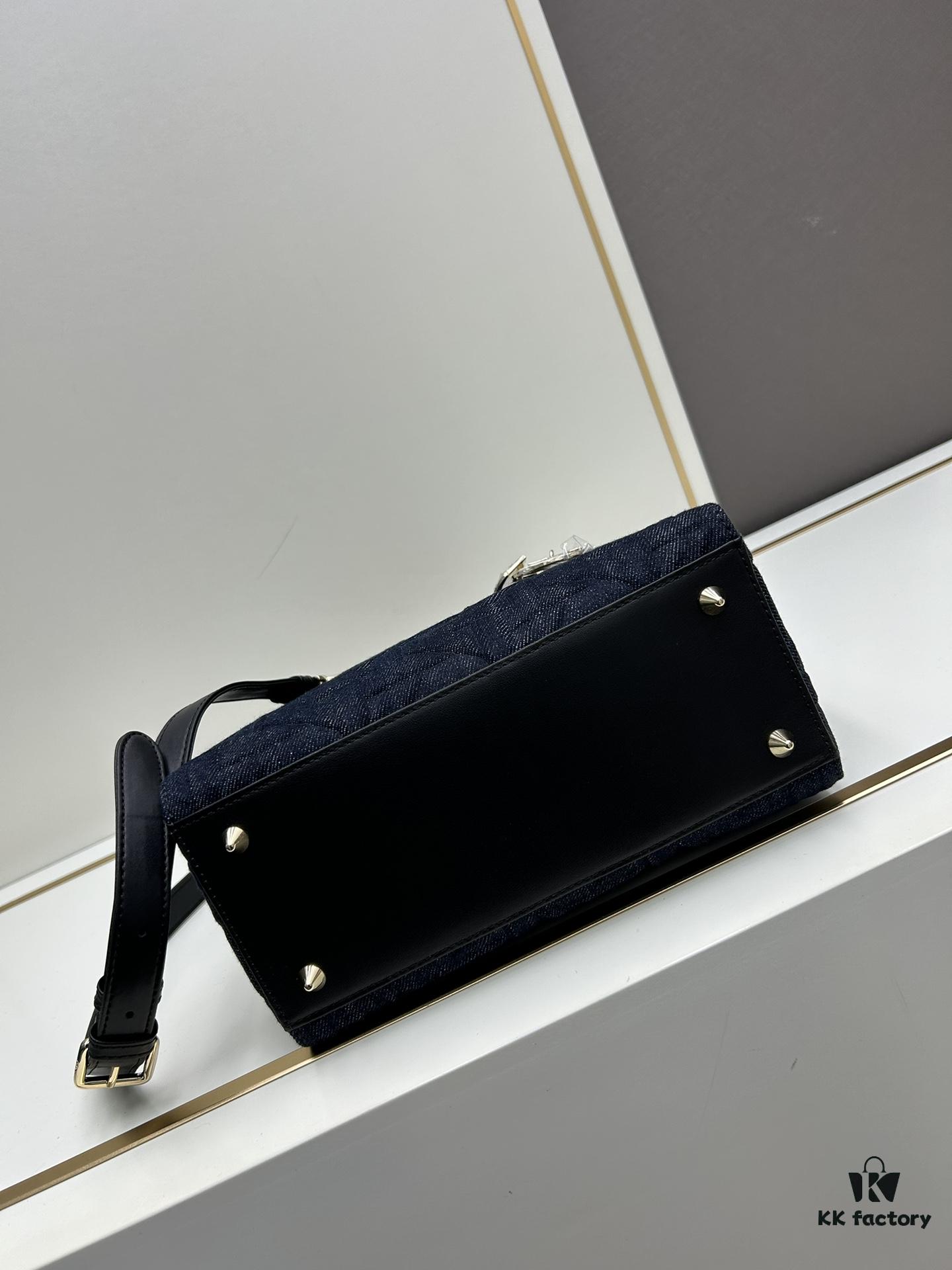 Dior Top-Grade Original Leather Cannage Lady Dior Bag in Black Embossed Quilting