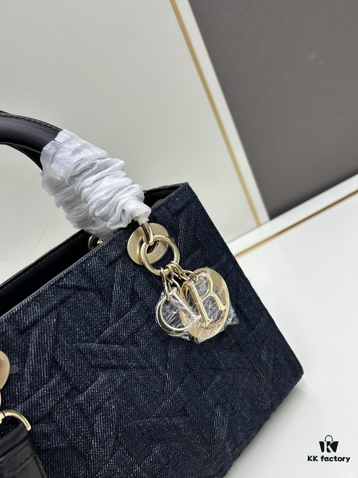 Dior Top-Grade Original Leather Cannage Lady Dior Bag in Black Embossed Quilting