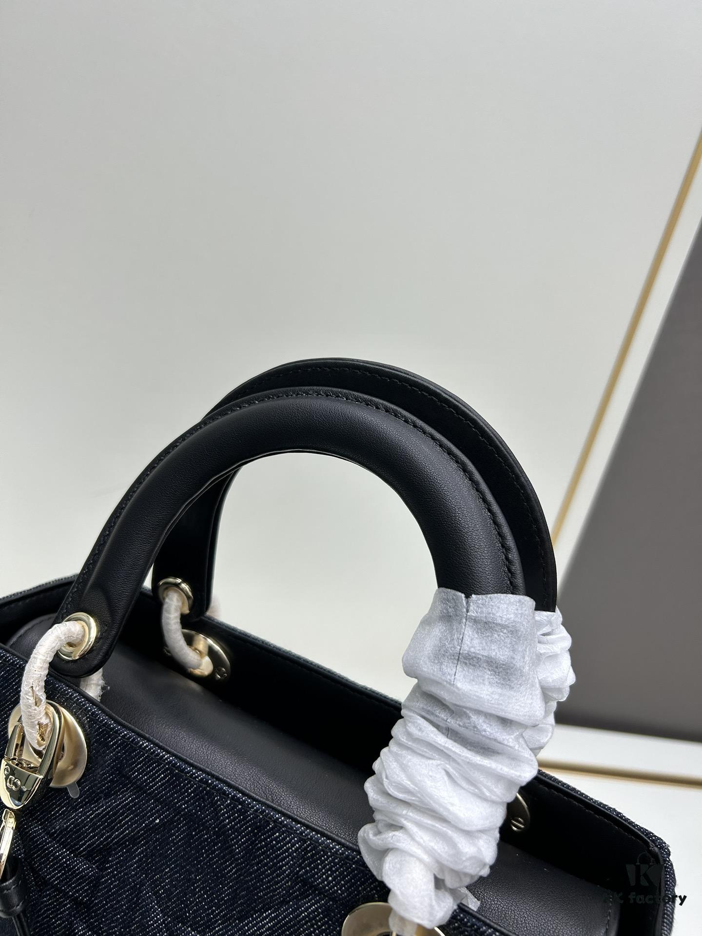 Dior Top-Grade Original Leather Cannage Lady Dior Bag in Black Embossed Quilting