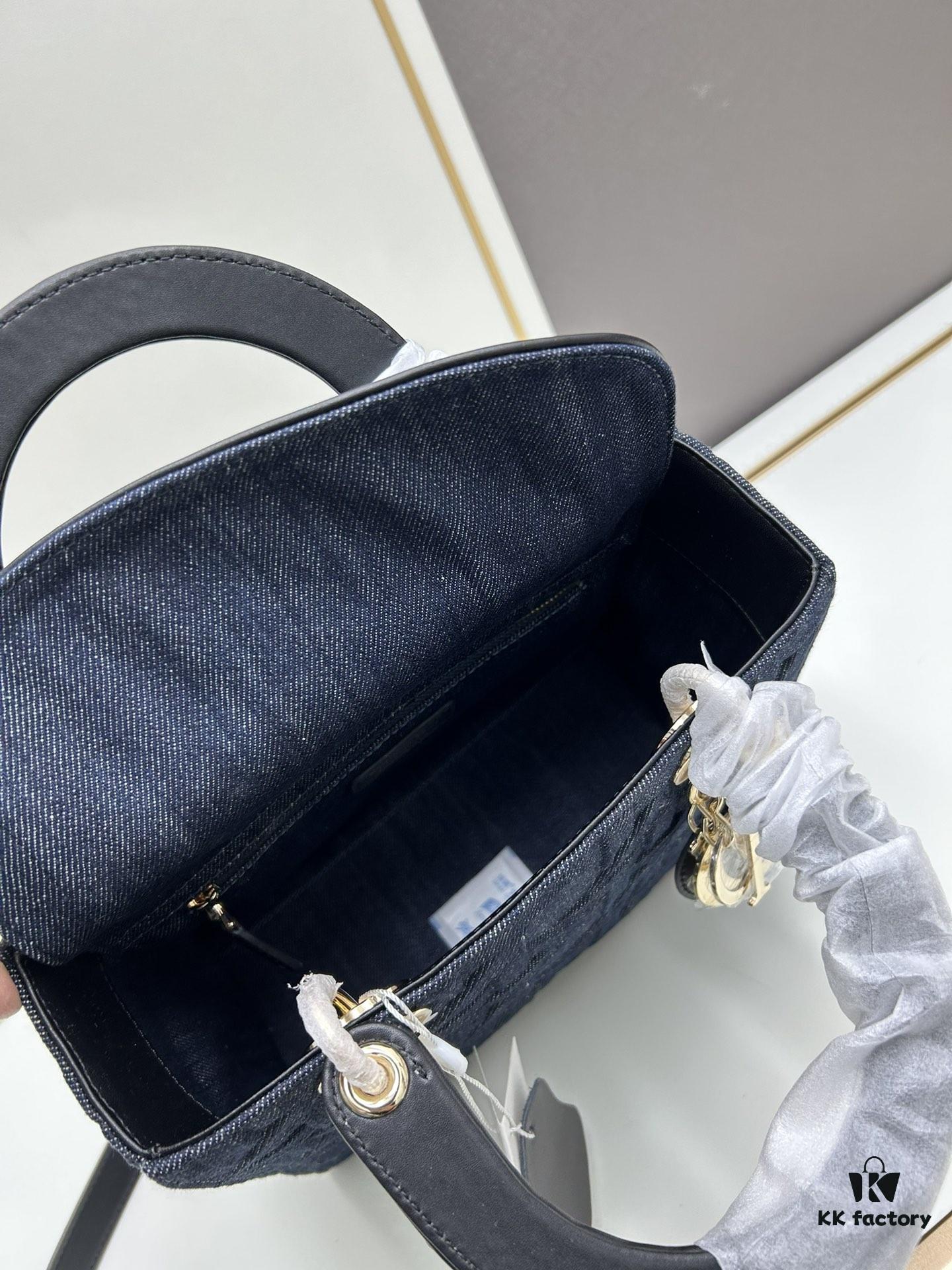 Dior Top-Grade Original Leather Cannage Lady Dior Bag in Black Embossed Quilting