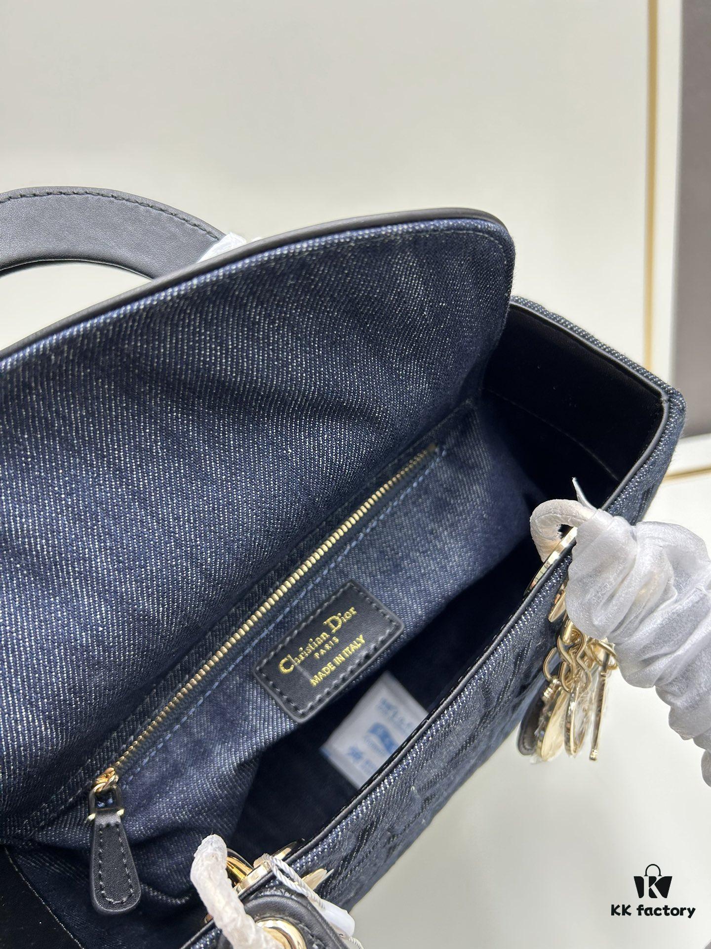 Dior Top-Grade Original Leather Cannage Lady Dior Bag in Black Embossed Quilting