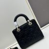 Dior Lady Dior Top-Grade Original Leather Quilted Handbag in Black Embossed Chevron Pattern