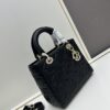 Dior Lady Dior Top-Grade Original Leather Quilted Handbag in Black Embossed Chevron Pattern
