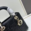 Dior Lady Dior Top-Grade Original Leather Quilted Handbag in Black Embossed Chevron Pattern