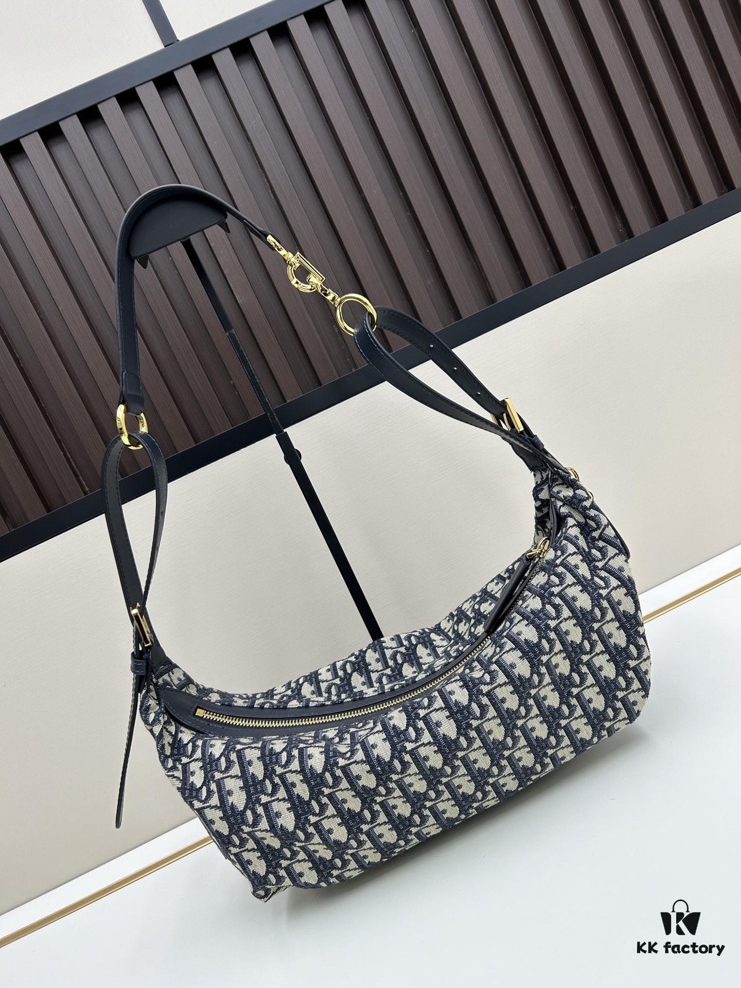 D-Journey Handbag in Blue Oblique Print Fabric – Large Size