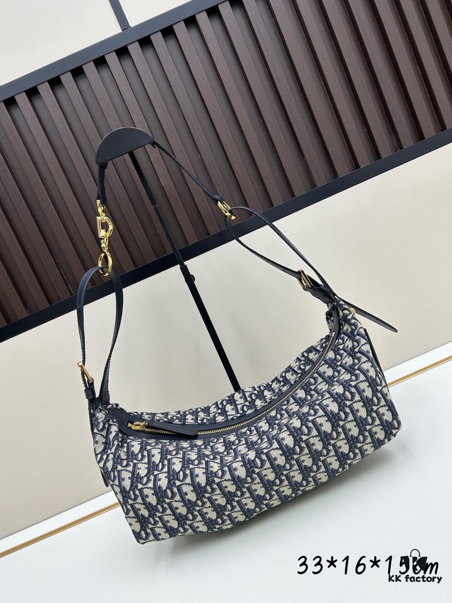 D-Journey Handbag in Blue Oblique Print Fabric – Large Size