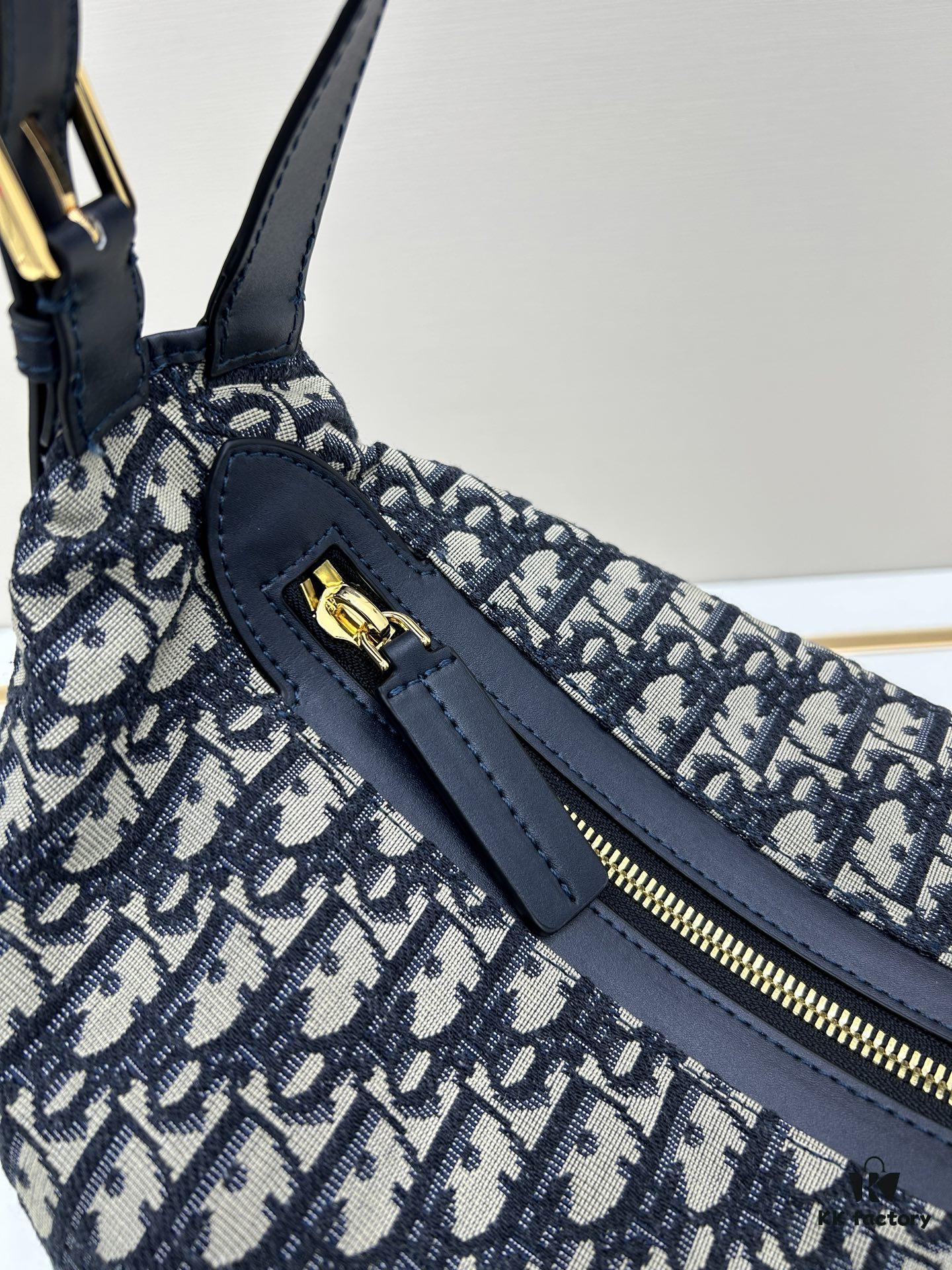 D-Journey Handbag in Blue Oblique Print Fabric – Large Size