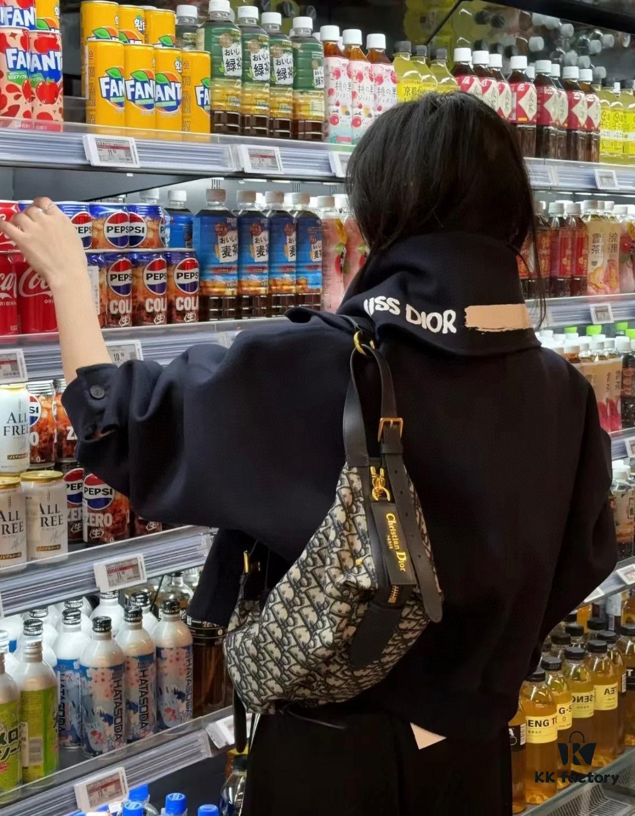 D-Journey Small Bag in Blue Oblique Print Fabric