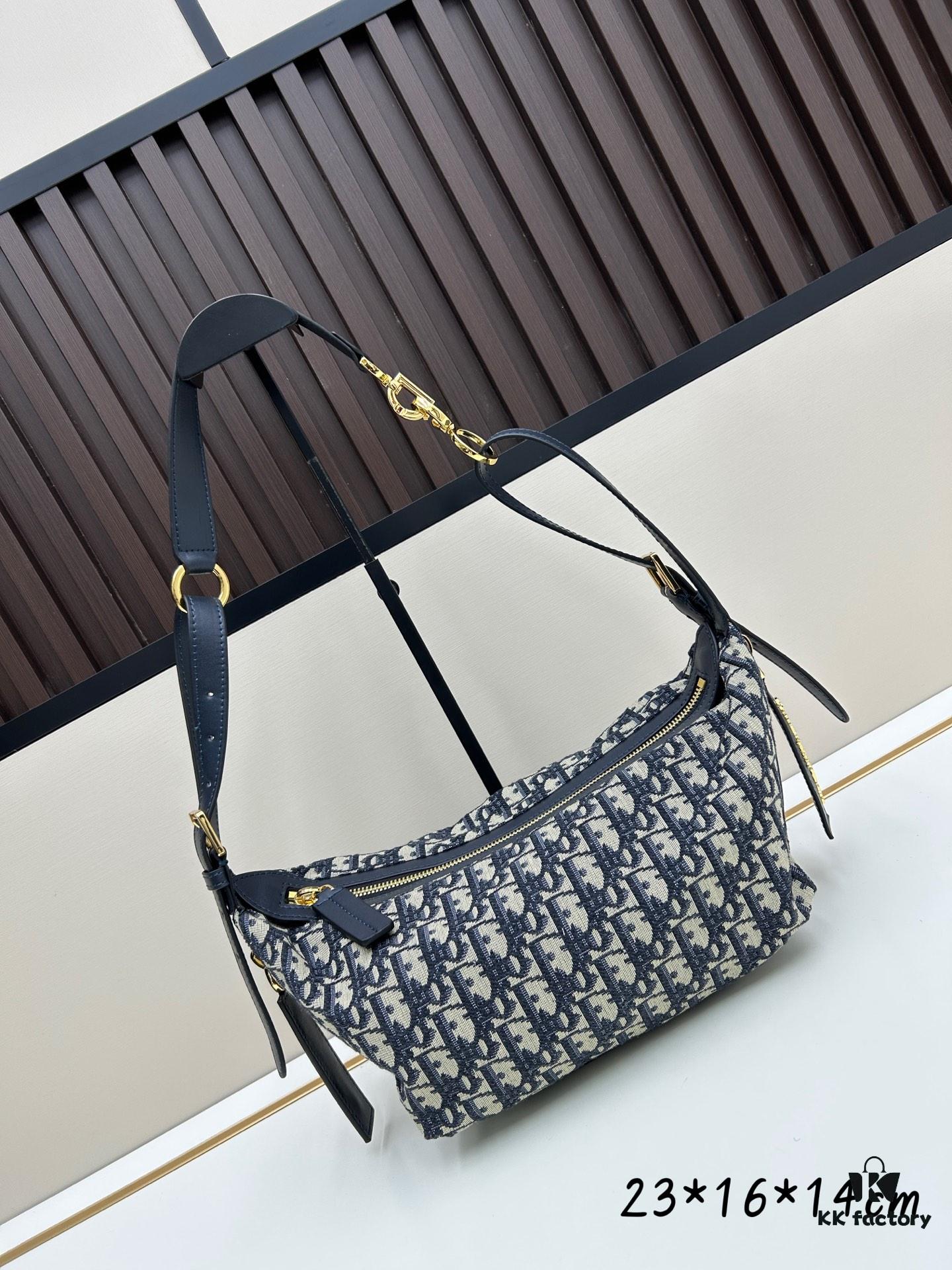 D-Journey Small Bag in Blue Oblique Print Fabric