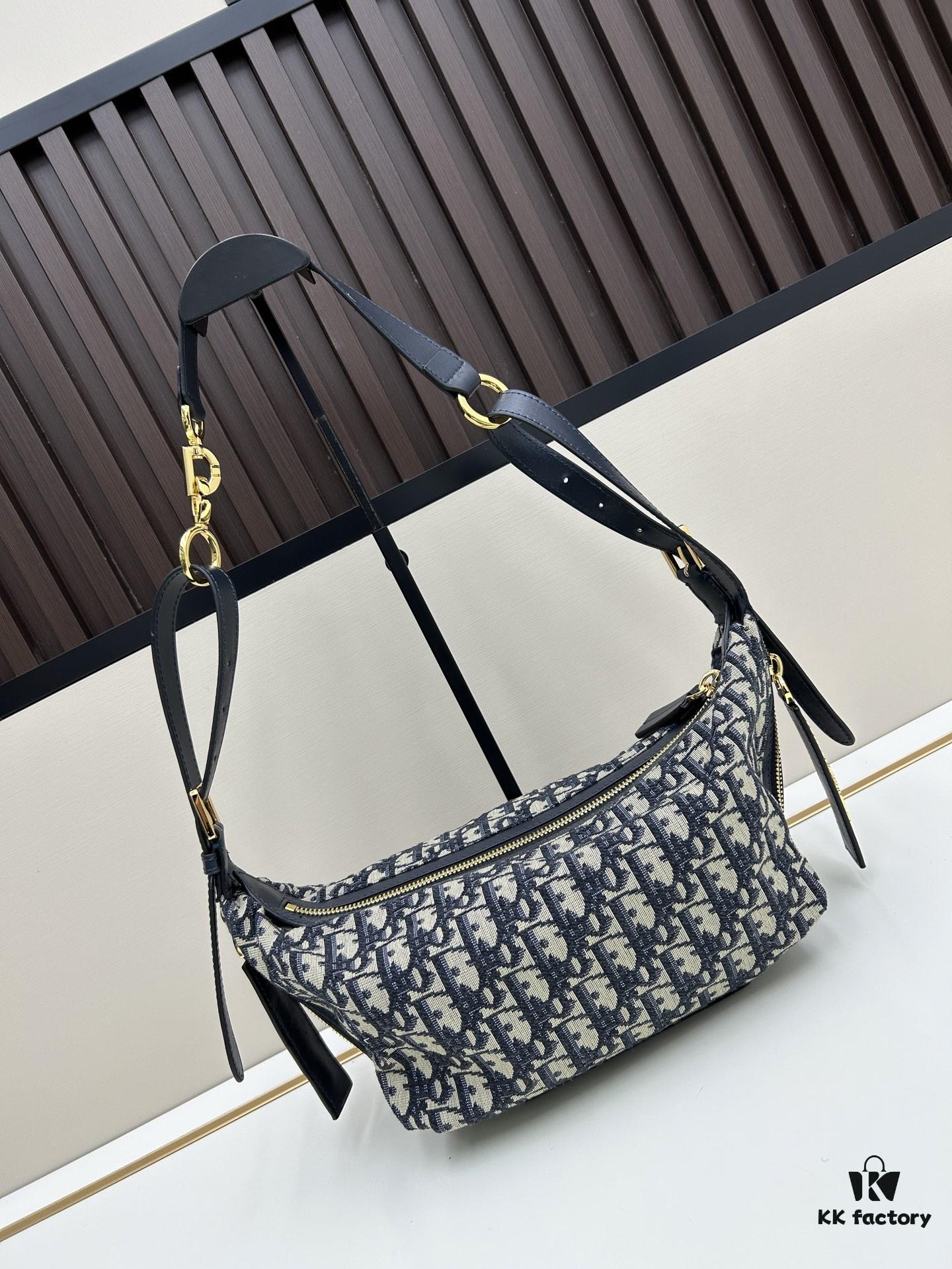 D-Journey Small Bag in Blue Oblique Print Fabric