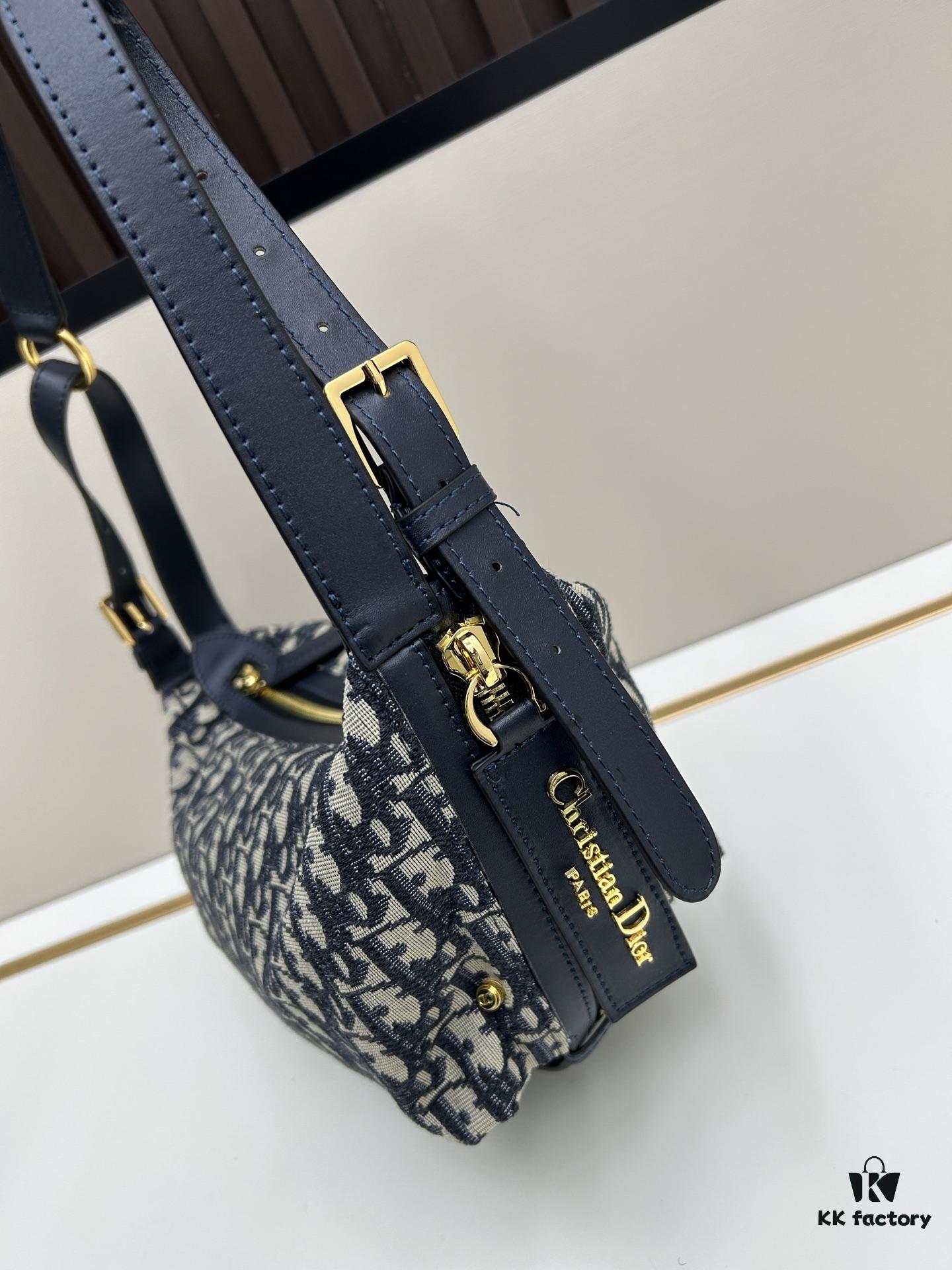 D-Journey Small Bag in Blue Oblique Print Fabric