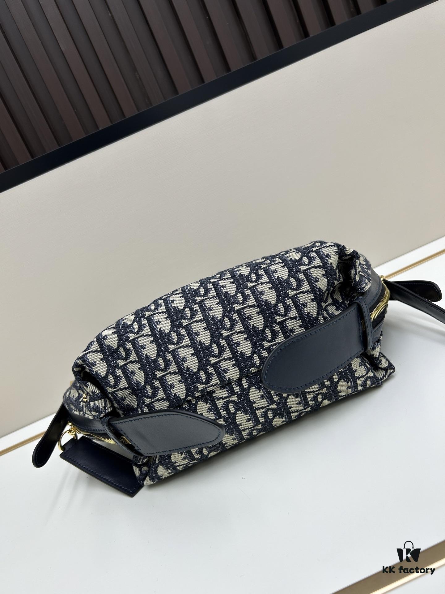 D-Journey Small Bag in Blue Oblique Print Fabric