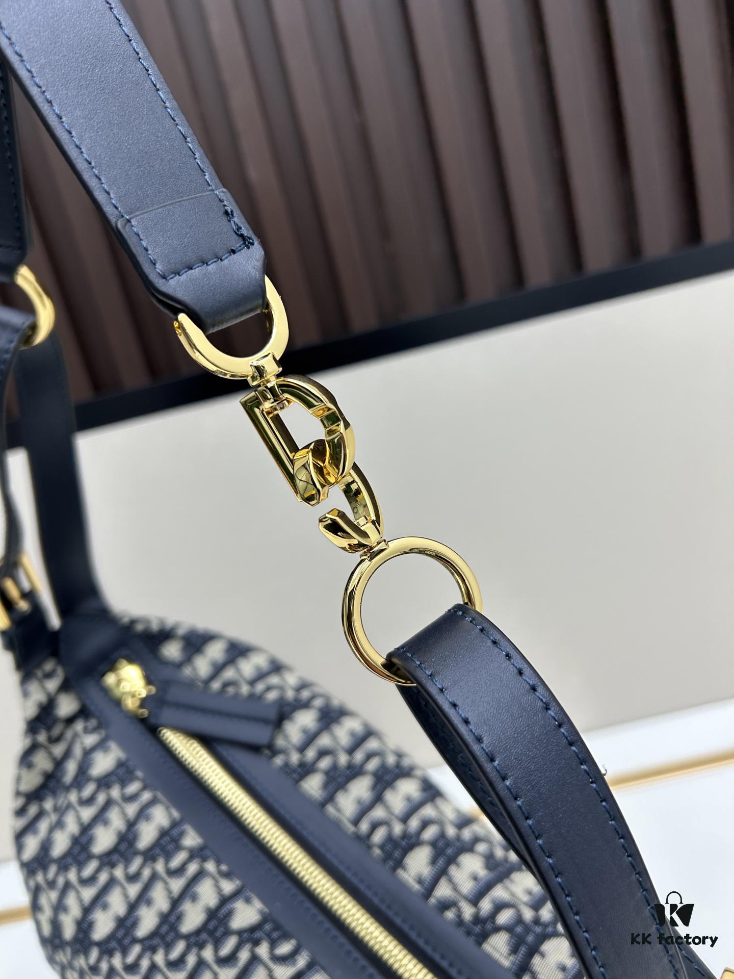 D-Journey Small Bag in Blue Oblique Print Fabric