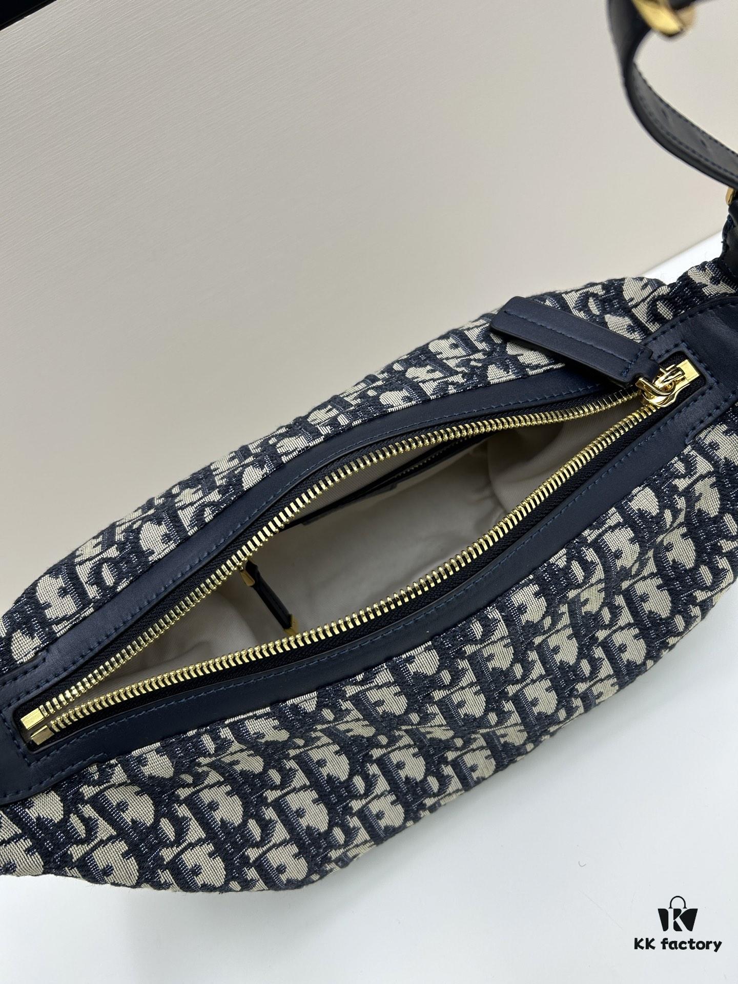 D-Journey Small Bag in Blue Oblique Print Fabric