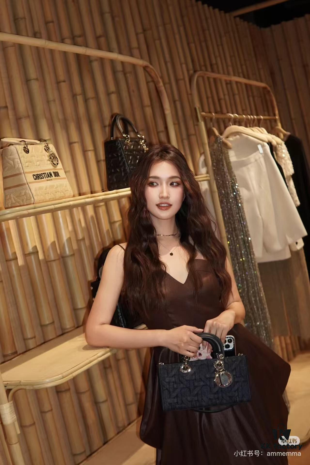 Dior Lady Dior Medium Bag in Black Calfskin with 3D Cannage Pattern