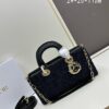 Dior Lady Dior Top-Grade Original Leather Five-Gusset Handbag in Black Cowhide with Graphic Cannage Pattern