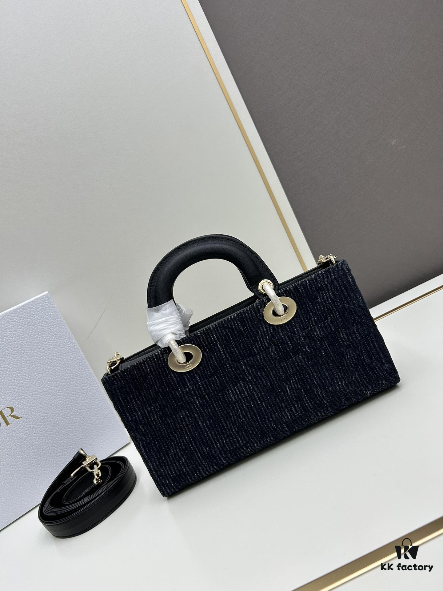 Dior Lady Dior Top-Grade Original Leather Five-Gusset Handbag in Black Cowhide with Graphic Cannage Pattern