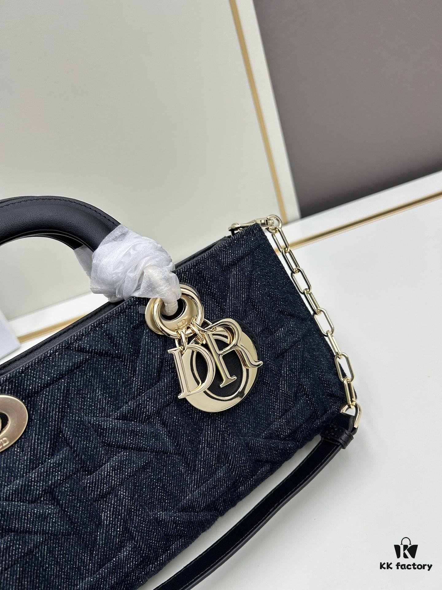 Dior Lady Dior Top-Grade Original Leather Five-Gusset Handbag in Black Cowhide with Graphic Cannage Pattern