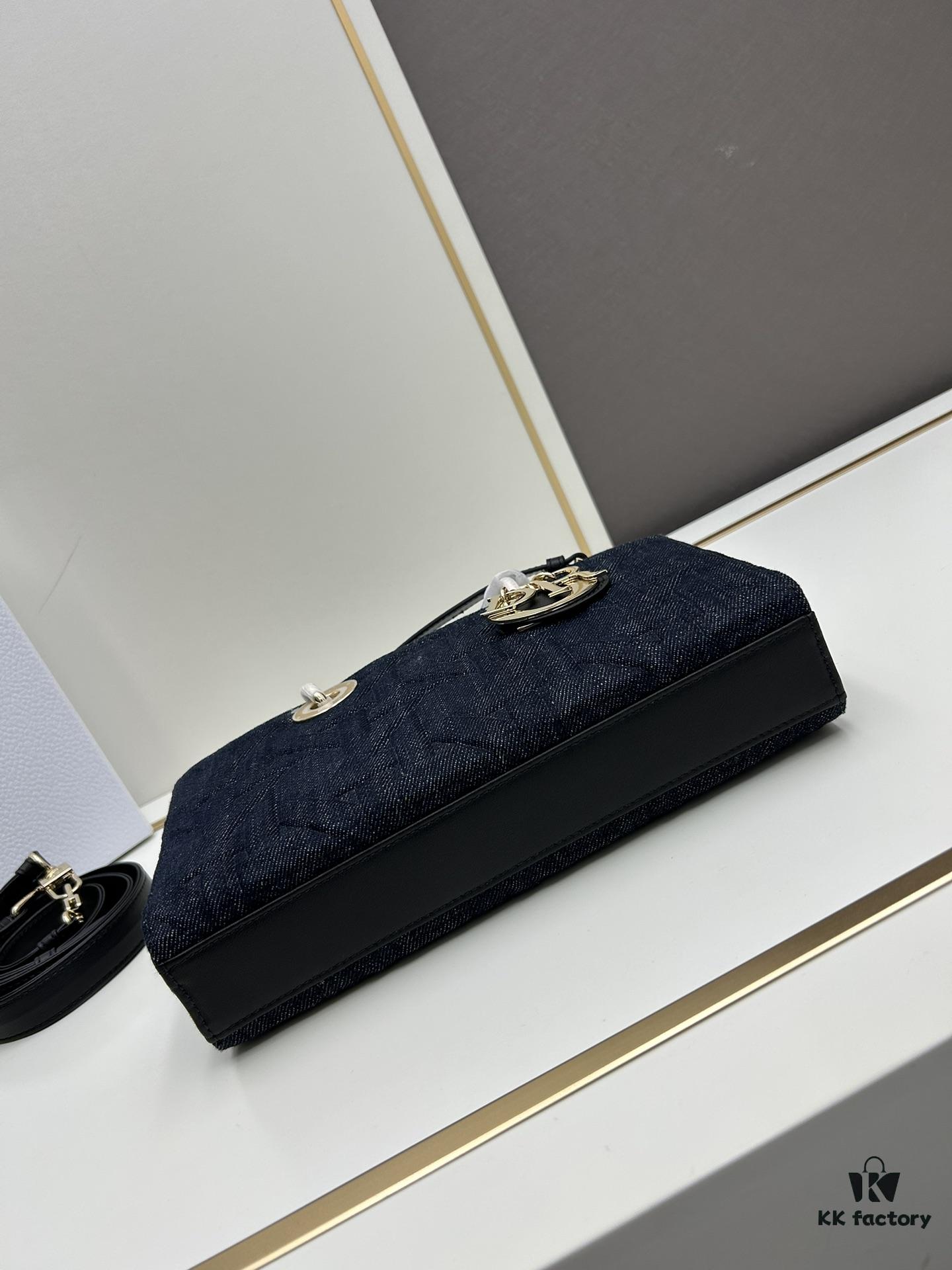 Dior Lady Dior Top-Grade Original Leather Five-Gusset Handbag in Black Cowhide with Graphic Cannage Pattern