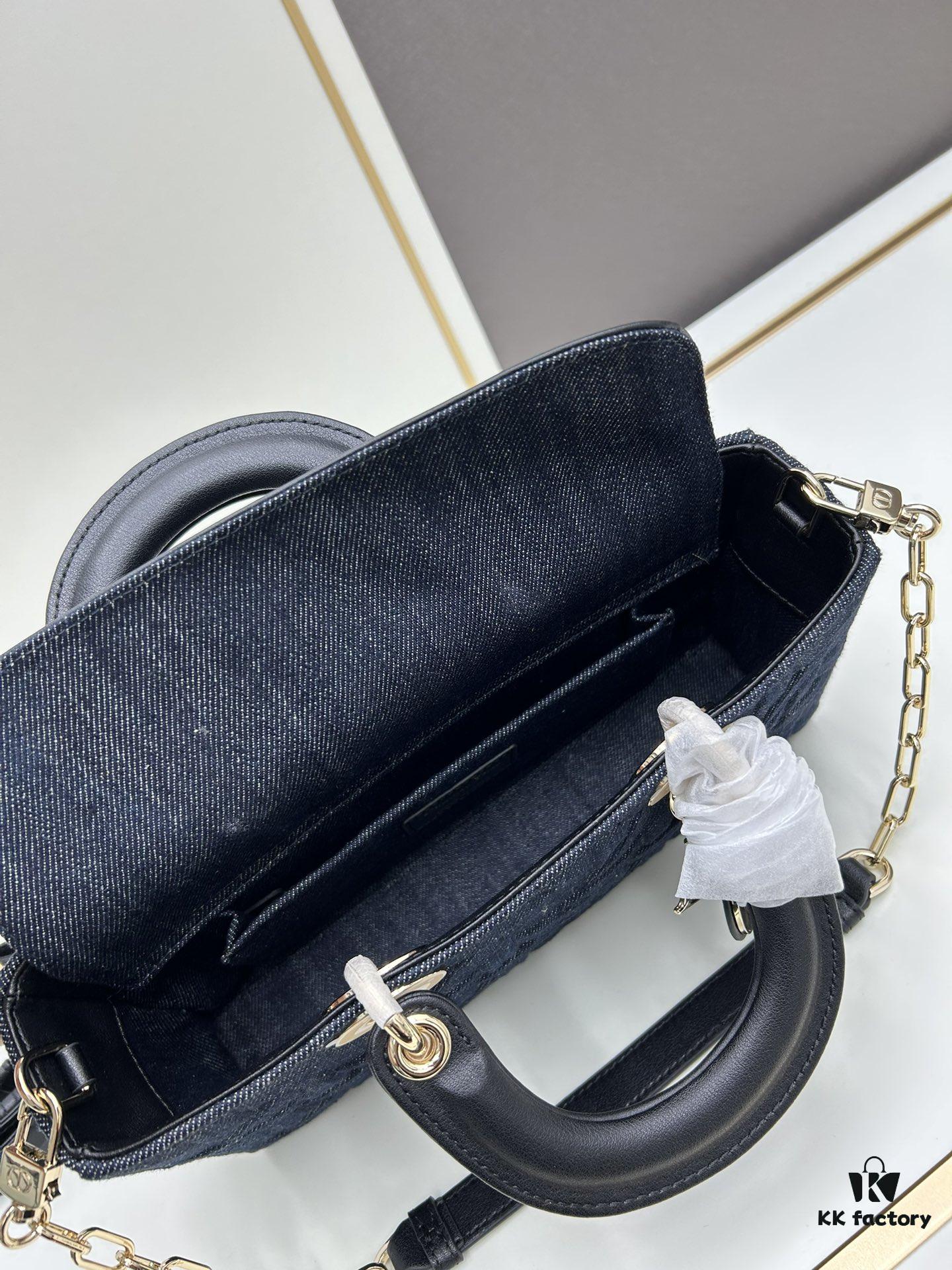 Dior Lady Dior Top-Grade Original Leather Five-Gusset Handbag in Black Cowhide with Graphic Cannage Pattern