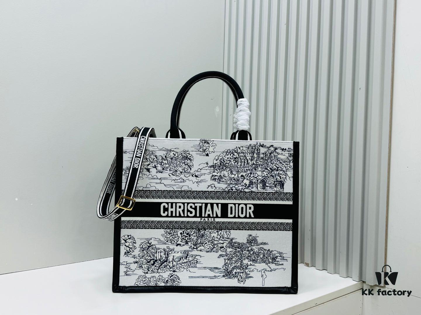 Dior Book Tote24 Early Spring New Arrival Large Size with Leather Trim