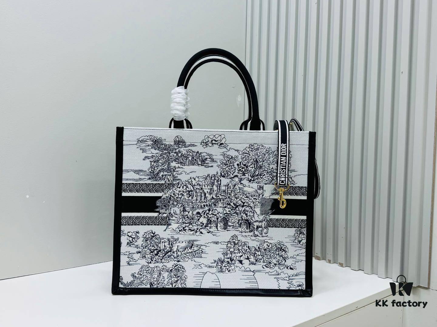 Dior Book Tote24 Early Spring New Arrival Large Size with Leather Trim