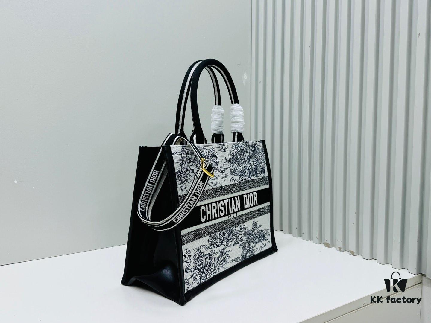 Dior Book Tote24 Early Spring New Arrival Medium Size with Leather Trim