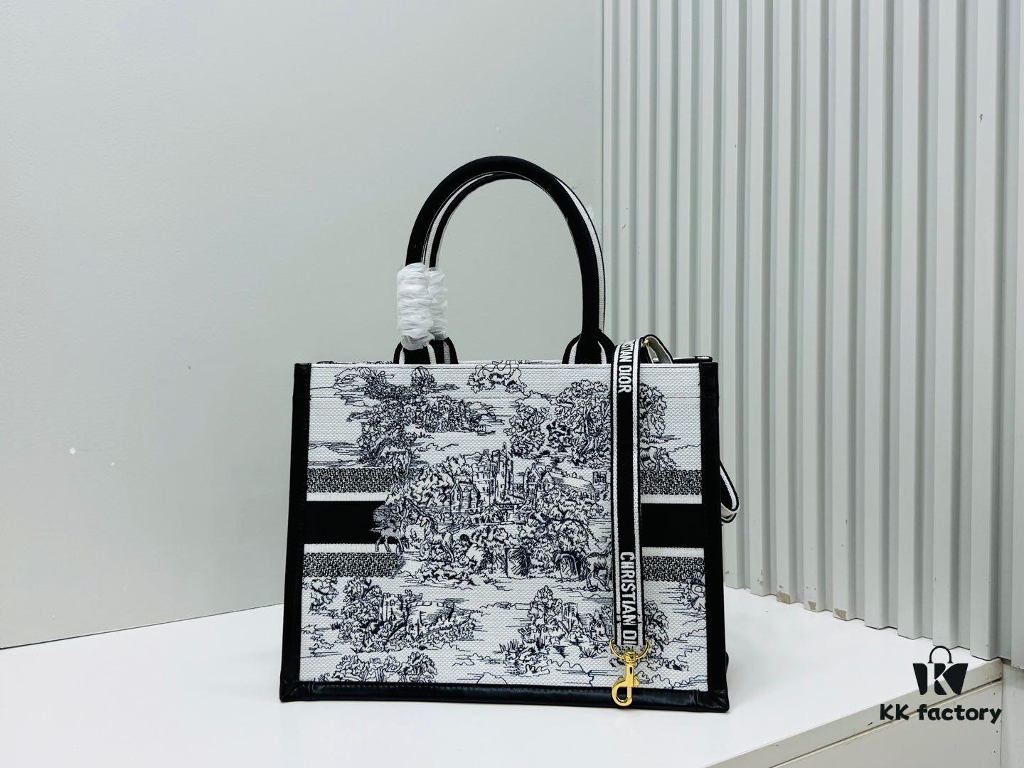 Dior Book Tote24 Early Spring New Arrival Medium Size with Leather Trim