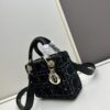 Ilady dio.r Black Canvas and Leather Handbag with Adjustable Strap