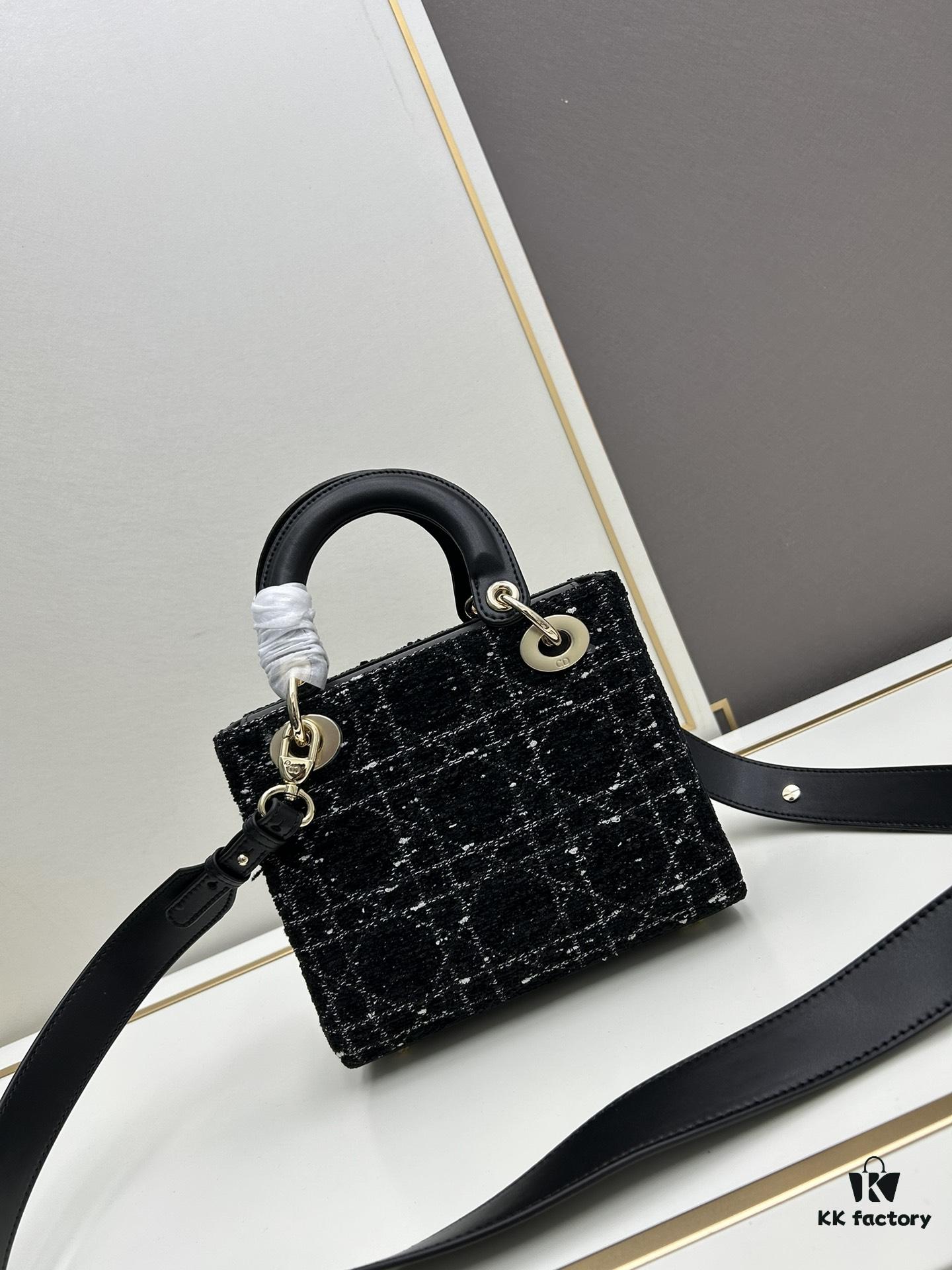 Ilady dio.r Black Canvas and Leather Handbag with Adjustable Strap